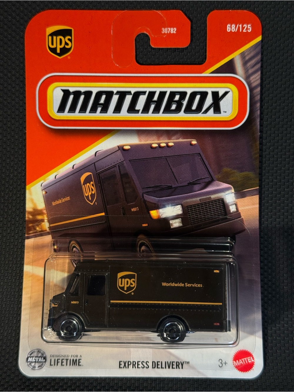 Matchbox UPS Express Delivery Toy Truck Packaging - Brown & Gold